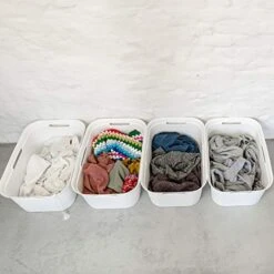 Rotho, Brisen, Set Of 4 Laundry Basket 41 L, Plastic (PP) BPA-free, White, 4 X 40l (59,6 X 39,6 X 31,3 Cm) 11 Rotho, Brisen, Set Of 4 Laundry Basket 41 L, Plastic (PP) BPA-free, White, 4 X 40l (59,6 X 39,6 X 31,3 Cm) -Songmics Furniture Shop 41VMUhLuq4L