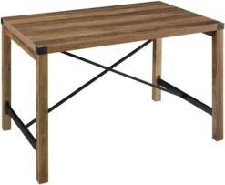 Walker Edison Marcus Modern Farmhouse Trestle Style Metal X Dining Table, 48 Inch, Rustic Oak -Songmics Furniture Shop 41VTdsAKPZL. AC