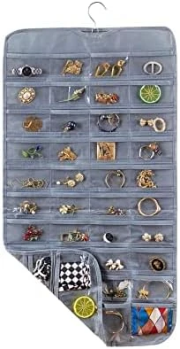 TabEnter Double-Sided Jewelry Hanging Organizer Display Hanger Small Tools Holder With 80 Clear Pockets (Black) 6 TabEnter Double-Sided Jewelry Hanging Organizer Display Hanger Small Tools Holder With 80 Clear Pockets (Black) - Image 6