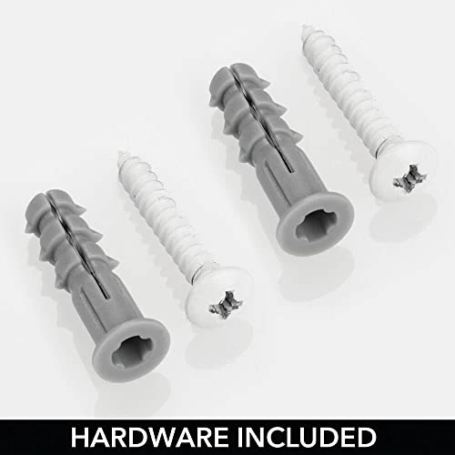 MDesign Steel Wall Mount Storage Organizer Shelf Rack With Towel Bar - Mounted Shelves For Bathroom, Laundry Room, Kitchen, Garage - Basket For Hand Towels, Washcloth - Concerto Collection - White 2 MDesign Steel Wall Mount Storage Organizer Shelf Rack With Towel Bar - Mounted Shelves For Bathroom, Laundry Room, Kitchen, Garage - Basket For Hand Towels, Washcloth - Concerto Collection - White - Image 2