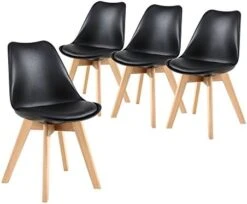 NOBPEINT Mid Century Dining Chairs,Set Of 4(Black) 13 NOBPEINT Mid Century Dining Chairs,Set Of 4(Black) -Songmics Furniture Shop 41VacsMg3JL. AC