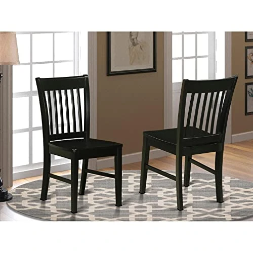 East West Furniture NFC-BLK-W Dining Room Chairs, Wood Seat 2 East West Furniture NFC-BLK-W Dining Room Chairs, Wood Seat - Image 2