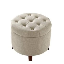 Amazon Basics Upholstered Tufted Storage Ottoman Footstool, 20"H, Burlap Beige -Songmics Furniture Shop 41VantoTiDL