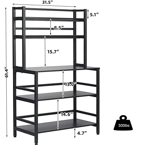 Rotihom Bakers Rack, Industrial Microwave Oven Stand With Shelf, Kitchen Utility Storage Shelf, Coffee Station, Bakers Racks For Kitchens With Storage, Rustic Brown/Black (Style 1 -Black) 2 Rotihom Bakers Rack, Industrial Microwave Oven Stand With Shelf, Kitchen Utility Storage Shelf, Coffee Station, Bakers Racks For Kitchens With Storage, Rustic Brown/Black (Style 1 -Black) - Image 2