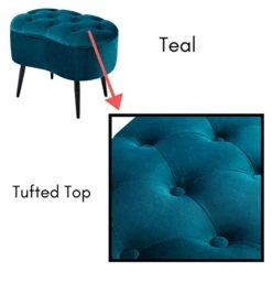BIRDROCK HOME Tufted Oblong Teal Ottoman – Velvet Foot Stool – Mid Century Modern Steel Legs - Soft Compact Padded Stool - Living Room Or Bedroom – Vanity Chair - Decorative Furniture -Songmics Furniture Shop 41VeTnq6RuL