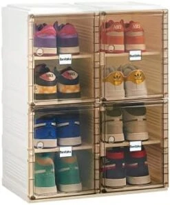 Benitaku Shoe Storage Organizer - Foldable Shoe Storage Cabinet With Doors - Durable And Stable Shoe Storage Boxes - Stackable Shoe Rack Organizer For Home - Easy Installation- 16 Layers -Songmics Furniture Shop 41VeliX6YiL. AC