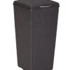 Keter Pacific 33 Gallon Resin Rattan Large Outdoor Trash Can With Lid – Perfect For Backyard Hosting, Patio And Kitchen Use, Brown