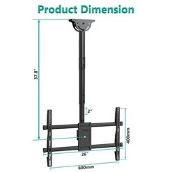 WALI Ceiling TV Mount, Full Motion Adjustable TV Mount Bracket Fits Most Ultrawide LED, LCD, OLED 4K TVs 37 To 70 Inch, Up To 110lbs, VESA 600x400mm (CM3770), Black -Songmics Furniture Shop 41VfeCLWfFL