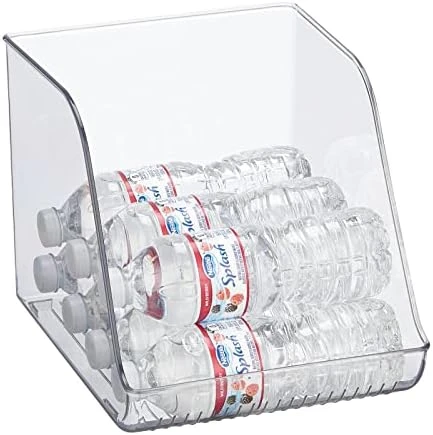 MDesign Small Plastic Water Bottle Stackable Storage Organization Bin With Open Front For Kitchen Refrigerator, Freezer, Pantry, Holds 12 Bottled Drinks/Beverages, Ligne Collection, Clear 6 MDesign Small Plastic Water Bottle Stackable Storage Organization Bin With Open Front For Kitchen Refrigerator, Freezer, Pantry, Holds 12 Bottled Drinks/Beverages, Ligne Collection, Clear - Image 6