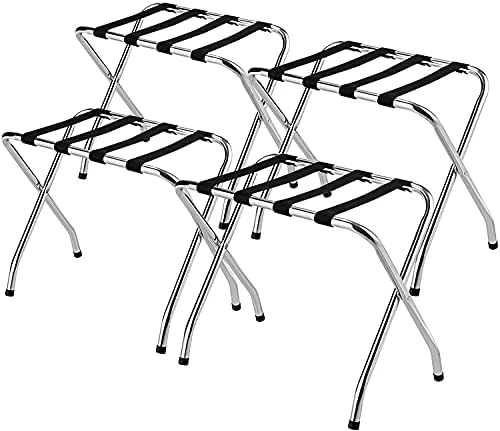 BETTARY Chrome Luggage Rack For Guest Room, Folding Metal Bag Suitcase Holder With Nylon Straps, Luggage Stand Ideal For Home Bedroom Guest Room Hotel, No Assembly Required (1) 8 BETTARY Chrome Luggage Rack For Guest Room, Folding Metal Bag Suitcase Holder With Nylon Straps, Luggage Stand Ideal For Home Bedroom Guest Room Hotel, No Assembly Required (1) - Image 8