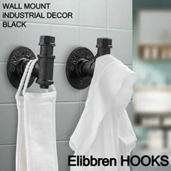 Elibbren 3 Pack Rustic Style Industrial Iron Pipe Coat Towel Holder Wall Hook For Hanging, Wall Mounted Vintage Robe Clothes Hanger Heavy Duty Farmhouse,Mounting Hardware Included Black -Songmics Furniture Shop 41VvPwKKN6L
