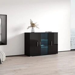 MEBLE FURNITURE & RUGS Soho S7 3D Modular Modern 47" Wide Sideboard Black -Songmics Furniture Shop 41VwX30LzEL