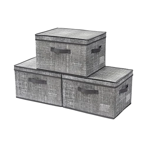 DOVAMY Fabric Storage Bins With Lids, Foldable Decorative Storage Boxes, Shelf Organizer For Closet, Storage Baskets, 15.7”L X 11.8”W X 9.8”H, Light Grey BDR0302 1 DOVAMY Fabric Storage Bins With Lids, Foldable Decorative Storage Boxes, Shelf Organizer For Closet, Storage Baskets, 15.7”L X 11.8”W X 9.8”H, Light Grey BDR0302