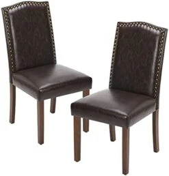 OLIXIS Dining Chairs Set Of 4, Living Room Chairs, Dining Room Chairs, Upholstered Fabric Dining Chairs, Parsons Chairs With Nailhead Trim And Wood Legs, Modern Armless Kitchen Side Chair, Dark Brown -Songmics Furniture Shop 41W1ketIkeL. AC