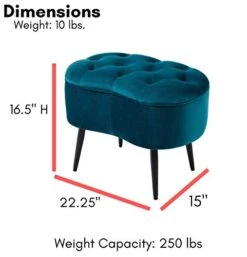 BIRDROCK HOME Tufted Oblong Teal Ottoman – Velvet Foot Stool – Mid Century Modern Steel Legs - Soft Compact Padded Stool - Living Room Or Bedroom – Vanity Chair - Decorative Furniture -Songmics Furniture Shop 41W2qUUnleL