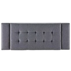 BELLEZE 50 Inch Storage Ottoman Bench, Upholstered Tufted Linen Fabric, Foam Padded Large Rectangular Footrest, Living Room Furniture - Arlington (Gray) -Songmics Furniture Shop 41W3FXhHpgL