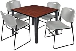 Kee 36" Square Breakroom Table- Cherry/ Black & 4 Zeng Stack Chairs- Black 27 Kee 36" Square Breakroom Table- Cherry/ Black & 4 Zeng Stack Chairs- Black -Songmics Furniture Shop 41W5Bz3kcWL. AC