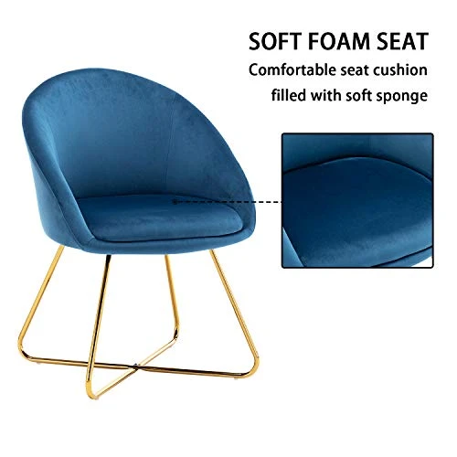 Altrobene Modern Accent Chair, Velvet Dining Chair Set, Living Room Bedroom Kitchen Arm Chair, Golden Finished, Set Of 2, Navy Blue 2 Altrobene Modern Accent Chair, Velvet Dining Chair Set, Living Room Bedroom Kitchen Arm Chair, Golden Finished, Set Of 2, Navy Blue - Image 2