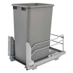 Rev-A-Shelf 53WC-1550SCDM-117 Single 50-Quart Kitchen Base Cabinet Pull Out Waste Container Trash Can With Soft-Close Slides, Silver -Songmics Furniture Shop 41W6sAJfaKL 1