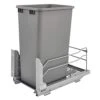 Rev-A-Shelf 53WC-1550SCDM-117 Single 50-Quart Kitchen Base Cabinet Pull Out Waste Container Trash Can With Soft-Close Slides, Silver