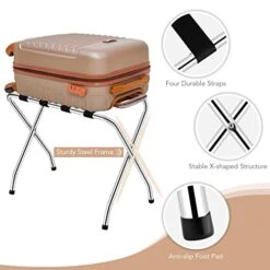 GOFLAME Folding Luggage Rack, Chrome Metal Suitcase Stand For Guest Room, Bedroom, Hotel, No Assembly Required (Set Of 4) -Songmics Furniture Shop 41W9AOSTNML