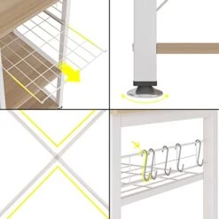 Soges Microwave Cart Stand, Multi-Functional Kitchen Bakers Rack Utility, Kitchen Storage Cart Workstation Shelf For Baker, Rack, Spice Rack Organizer, White Maple -Songmics Furniture Shop 41WFudfithL