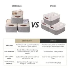 DECOMOMO Storage Bins | Fabric Storage Basket For Shelves For Organizing Closet Shelf Nursery Toy | Decorative Large Linen Closet Organizer Bins With Handles (Grey And White, Large - 3 Pack) -Songmics Furniture Shop 41WIF4GTDYL