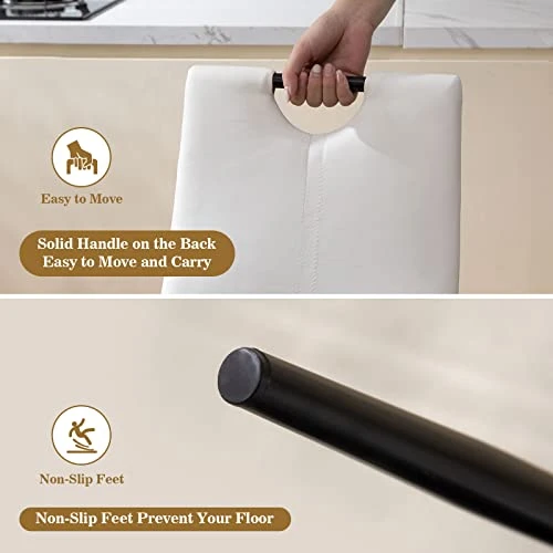 Bacyion Dining Table Set For 4 Person - Tempered Glass Table And PU Leather Chairs -Modern Kitchen Table And Chairs Set For Home, Kitchen, Living Room, Breakfast Nook (White) 2 Bacyion Dining Table Set For 4 Person - Tempered Glass Table And PU Leather Chairs -Modern Kitchen Table And Chairs Set For Home, Kitchen, Living Room, Breakfast Nook (White) - Image 2