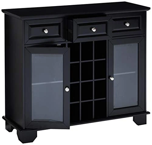 Kings Brand Furniture Buffet Server Sideboard Cabinet With Wine Storage, Black 2 Kings Brand Furniture Buffet Server Sideboard Cabinet With Wine Storage, Black - Image 2
