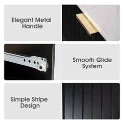 ANBUY Black 6 Drawer Double Dresser For Bedroom, Dual Chest Of Drawers Modern Dresser For Bedroom With Gold Handles Imitation Marble Texture (Black) 10 ANBUY Black 6 Drawer Double Dresser For Bedroom, Dual Chest Of Drawers Modern Dresser For Bedroom With Gold Handles Imitation Marble Texture (Black) -Songmics Furniture Shop 41WKpkTkBUL