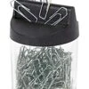 Wedo 2705154 Paper Clip Dispenser With Magnet Round Filled, 125 Paper Clips, Silver/Transparent
