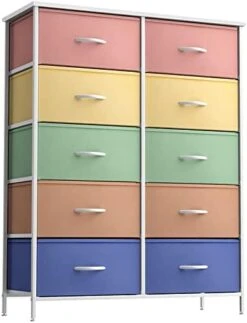 Sorbus Kids Dresser With 8 Drawers - Furniture Storage Chest Tower Unit For Bedroom, Hallway, Closet, Office Organization - Steel Frame, Wood Top, Tie-dye Fabric Bins (Pastel 2) -Songmics Furniture Shop 41WQz2CfYKL. AC