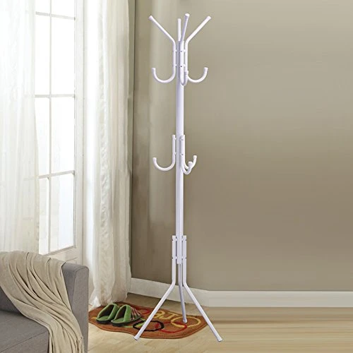 USUN 173CM Metal Coat Rack Free Standing Display Stand Hall Tree With 3 Tiers And 11 Hooks For Clothes Scarves Bags Umbrella And Hats 45173-2 (White) 3 USUN 173CM Metal Coat Rack Free Standing Display Stand Hall Tree With 3 Tiers And 11 Hooks For Clothes Scarves Bags Umbrella And Hats 45173-2 (White) - Image 3