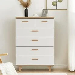 Henf 3 Drawer Chest Dresser Wooden Storage Dresser Cabinet For Closet, Unit For Bedroom, Living Room And Hallway, Drawers Dresser Bedside Nightstand With Metal Handle (White) -Songmics Furniture Shop 41WWusvTbHL. AC