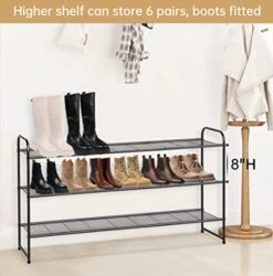 KEETDY 3-Tier Long Shoe Rack For Closet Metal Shoe Organizer For Entryway, Wide Stackable Shoe Storage Shelf With Sturdy Wire Grid For Closet Floor, Bedroom, Black 10 KEETDY 3-Tier Long Shoe Rack For Closet Metal Shoe Organizer For Entryway, Wide Stackable Shoe Storage Shelf With Sturdy Wire Grid For Closet Floor, Bedroom, Black -Songmics Furniture Shop 41WYlL6fQWL