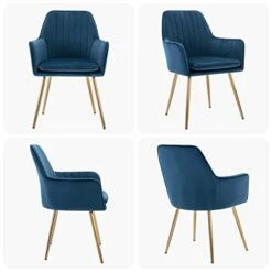 Ceedment Modern Living Dining Room Accent Arm Chairs Club Guest With Gold Metal Legs (2, Blue) 15 Ceedment Modern Living Dining Room Accent Arm Chairs Club Guest With Gold Metal Legs (2, Blue) -Songmics Furniture Shop 41WavvyBodL