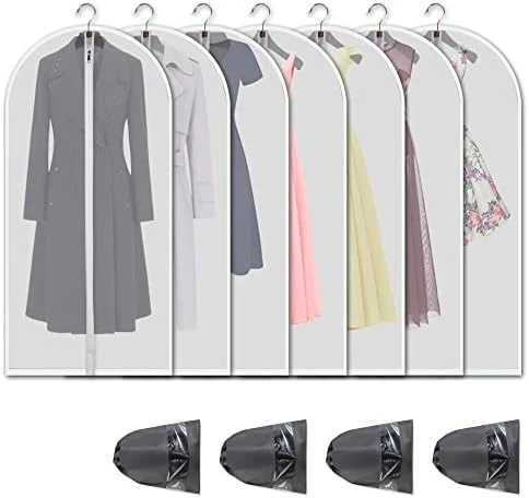VOSIGREEN Hanging Garment Bags 7 Piece Set - 60 Inch Translucent Dust Proof Clothes Bag White Breathable Full Zipper Dust Cover For Suit Dance Costumes Gown Dress. 8 VOSIGREEN Hanging Garment Bags 7 Piece Set - 60 Inch Translucent Dust Proof Clothes Bag White Breathable Full Zipper Dust Cover For Suit Dance Costumes Gown Dress. - Image 8