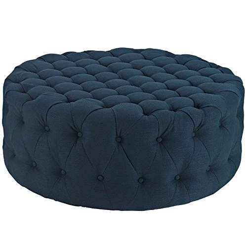 Modway Amour Fabric Upholstered Button-Tufted Round Ottoman In Azure 1 Modway Amour Fabric Upholstered Button-Tufted Round Ottoman In Azure
