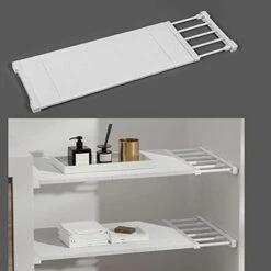 Adjustable Closet Organizer Storage Shelf Wall Mounted Kitchen Rack Space Saving Wardrobe Decorative Shelves Cabinet Holders (White, Length:19.68 - 31.49 Inch (50-80cm), Width:9.44 Inch (24cm)) -Songmics Furniture Shop 41WhufBBQEL. AC