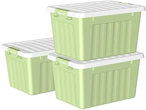 Cetomo 15L*3 Plastic Storage Box,Green, Tote Box,Organizing Container With Durable Lid And Secure Latching Buckles, Stackable And Nestable, 3Pack, With Buckle 5 Cetomo 15L*3 Plastic Storage Box,Green, Tote Box,Organizing Container With Durable Lid And Secure Latching Buckles, Stackable And Nestable, 3Pack, With Buckle - Image 5