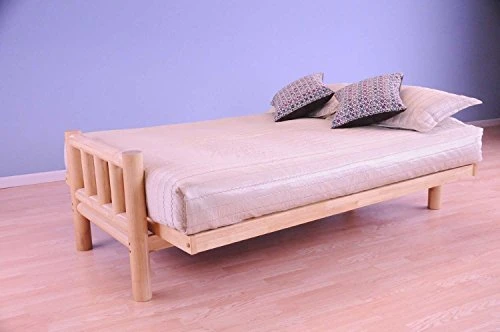 Northwoods Lodge Log Futon Frame In Natural Wood With Bonded Leather Innerspring Mattress (SADDLE) 1 Northwoods Lodge Log Futon Frame In Natural Wood With Bonded Leather Innerspring Mattress (SADDLE)