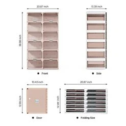 BINSIO Shoe Rack Closet Organizer And Storage, Portable Shoe Rack For Entry Way, Foldable Shoe Boxes, Fast Easy Assemble Shoe Cabinet, One Piece Sturdy Plastic Shoe Shelf, Clear Brown Doors, 6 Tiers 12 BINSIO Shoe Rack Closet Organizer And Storage, Portable Shoe Rack For Entry Way, Foldable Shoe Boxes, Fast Easy Assemble Shoe Cabinet, One Piece Sturdy Plastic Shoe Shelf, Clear Brown Doors, 6 Tiers -Songmics Furniture Shop 41WnDNXgNWL