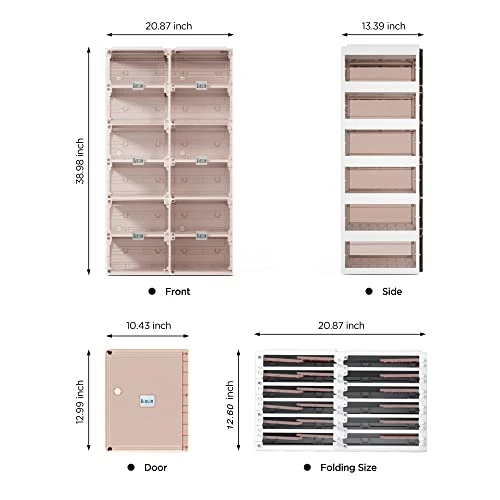 BINSIO Shoe Rack Closet Organizer And Storage, Portable Shoe Rack For Entry Way, Foldable Shoe Boxes, Fast Easy Assemble Shoe Cabinet, One Piece Sturdy Plastic Shoe Shelf, Clear Brown Doors, 6 Tiers 3 BINSIO Shoe Rack Closet Organizer And Storage, Portable Shoe Rack For Entry Way, Foldable Shoe Boxes, Fast Easy Assemble Shoe Cabinet, One Piece Sturdy Plastic Shoe Shelf, Clear Brown Doors, 6 Tiers - Image 3
