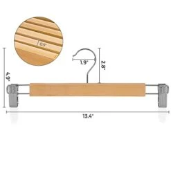 SONGMICS Wooden Pants Hangers 12 Pack, Pants Hangers With Clips, Adjustable Anti-Rust Metal Clips, 360° Swivel Hook, Skirt Hangers For Pant, Skirts, Natural Grain UCRW008-12, 13.4 X 0.5 X 4.9 Inches 13 SONGMICS Wooden Pants Hangers 12 Pack, Pants Hangers With Clips, Adjustable Anti-Rust Metal Clips, 360° Swivel Hook, Skirt Hangers For Pant, Skirts, Natural Grain UCRW008-12, 13.4 X 0.5 X 4.9 Inches -Songmics Furniture Shop 41Wp0e1kHAL