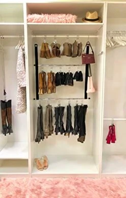 Deluxe 12-Pair Hanging Boot Storage - Double Decker Caddy Includes 12 Boot Hangers (Boot Organizer, Boot Hanger, Boot Storage System) (Original System With 12 Boot Hangers)