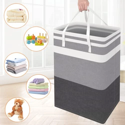 ToteTastic 3-Pack Laundry Basket, Freestanding&Waterproof Laundry Hamper, Collapsible Tall Clothes Hamper With Easy Carry Handles For Clothes, Towels&Toys In The Family And Dorm,Gradient Grey,75L 4 ToteTastic 3-Pack Laundry Basket, Freestanding&Waterproof Laundry Hamper, Collapsible Tall Clothes Hamper With Easy Carry Handles For Clothes, Towels&Toys In The Family And Dorm,Gradient Grey,75L - Image 4