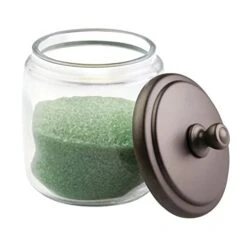 MDesign Small Apothecary Organizer Canister Jars - Glass Containers With Steel Lid For Bathroom, Organization Holder For Vanity, Counter, Hamill Collection - 2 Pack - Clear/Bronze 15 MDesign Small Apothecary Organizer Canister Jars - Glass Containers With Steel Lid For Bathroom, Organization Holder For Vanity, Counter, Hamill Collection - 2 Pack - Clear/Bronze -Songmics Furniture Shop 41X2ZOzz4JL