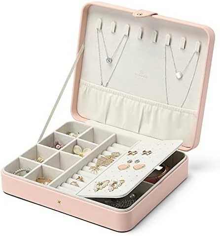 Vlando Travel Jewelry Case For Women - Portable Leather Jewelry Organizer Box For Necklace Earrings Ring Bracelet Small Size- Gifts For Teen, Girls, Moms And Daughters - Apricot White 10 Vlando Travel Jewelry Case For Women - Portable Leather Jewelry Organizer Box For Necklace Earrings Ring Bracelet Small Size- Gifts For Teen, Girls, Moms And Daughters - Apricot White - Image 10