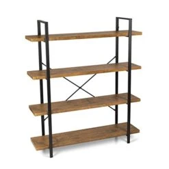 Atlantic Urban Multipurpose 4 Tier Shelf Modern Wood Look With Metal Frame Woodgrain/Black, PN38408136