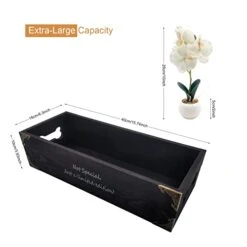 Toilet Paper Holder, Toilet Tank Basket, Rustic Farmhouse Black Bathroom Decor Wooden Box With Handles Organizer For Kitchen Countertop, Bathroom Counter, Toilet Tank Topper, Vanity Table Tray (Black) -Songmics Furniture Shop 41X9pwJW2tL